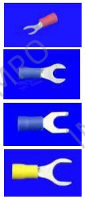 Solderless fork terminals, insulated, in boxes