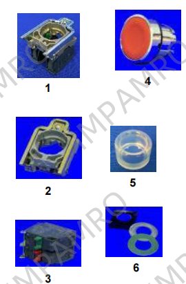 384123 Pushbutton switches with momentary contact, bore 22 mm diam, make Telemecanique