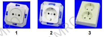 Receptacles, European, for flush mounting with cover plate