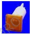 Pilot lights with square lens, bore 10 mm, complete with lamp 24 Volt 1W