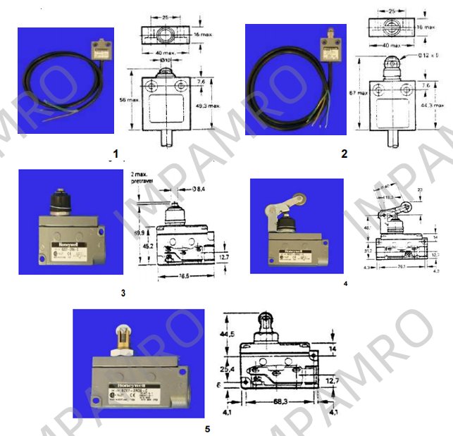 Enclosed microswitches, with single pole change over contact