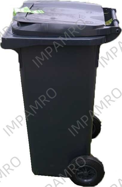 CONTAINER GARBAGE FIBREGLASS, W/WHEEL L-COMBUSTIBLE RED 240L