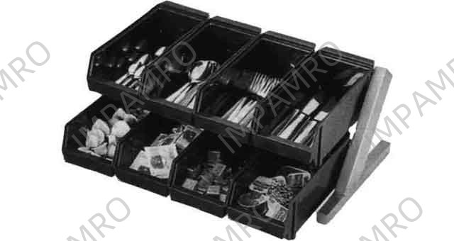 170268 CUTLERY BENCH STAND PP 4 BOXES, 2 TIERS 300X440X230MM