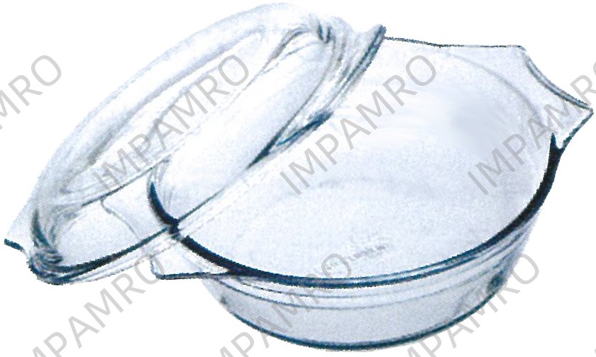 CASSEROLE HEAT-RESISTING GLASS, DIA:22CM 3.3LTR