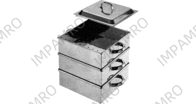 FOOD STEAMER CHINESE S.STEEL, 3 TIERS WITH LID 390MMX390MM