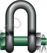 SHACKLE DEE W/SAFETY BOLT GALV, GREEN PIN G-4153 22MM 6.5TON