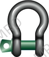 SHACKLE BOW W/SCREW PIN GALV, GREEN PIN G-4161 65MM 55TON