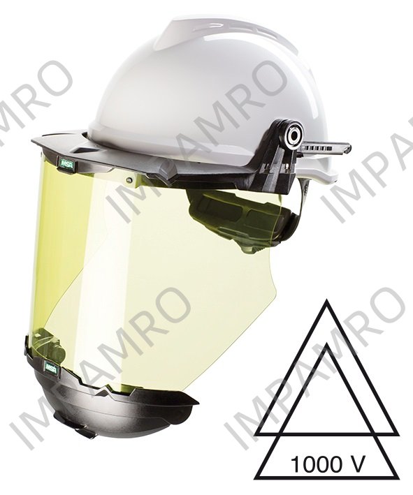 HELMET SAFETY W/VISOR, NONVENTED MSA V-GARD 950 RED