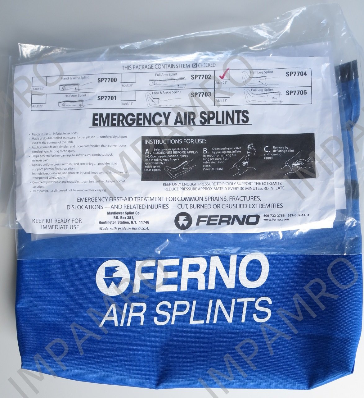 SPLINTS, INFLATABLE, LEG, ASSORTED SIZE, 6’S