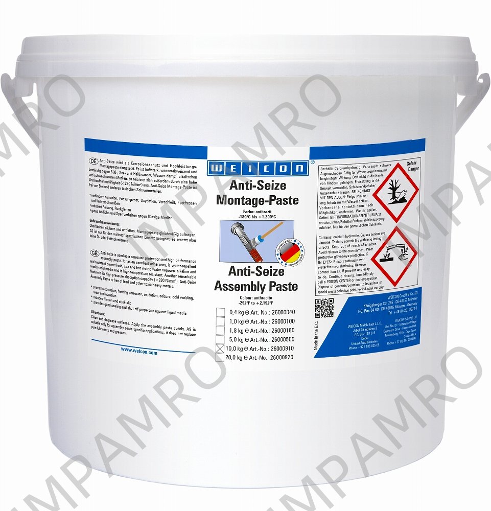 ANTI-SEIZE PASTE WEICON, AS 10000 BUCKET 10.0KG