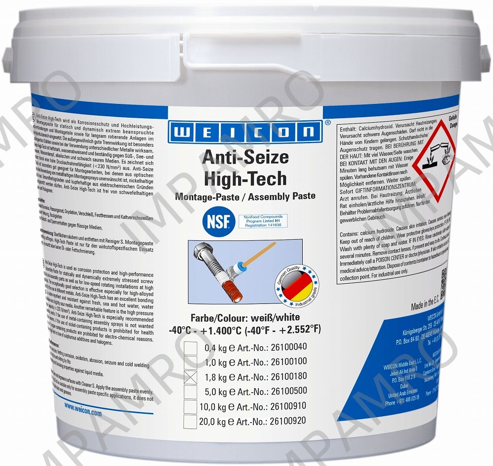 ANTI-SEIZE PASTE HIGH-TECH, ASW 1800 BUCKET 1.8KG