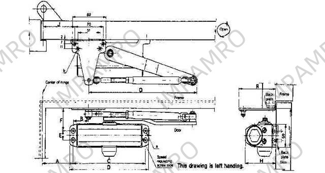 DOOR CLOSER PARALLEL, MAXIMUM DOOR WEIGHT 45KGS
