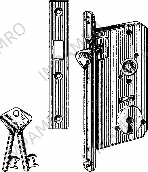 DOOR LOCK MORTISE SLIDING, BRASS #3201SZ