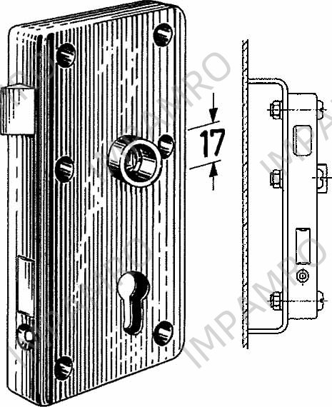 RIM LOCK F/HEAVY DOOR S.STEEL, RIGHT HAND INWARD #3827Z