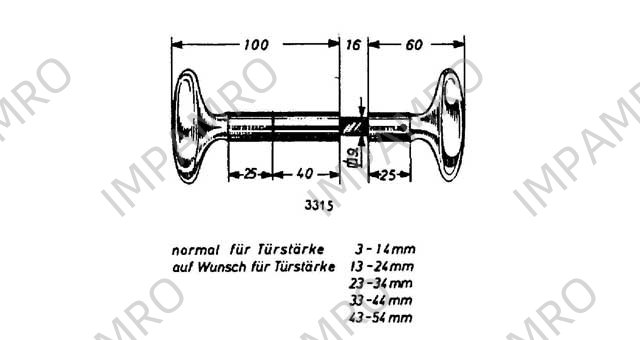 HANDLE KNOB OVAL FOR RIM LOCK, SCHWEPPER 3315