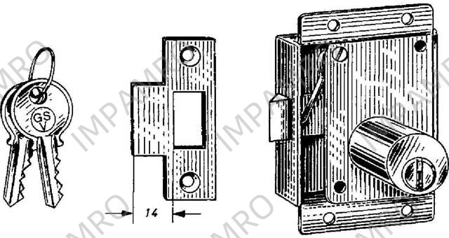 LOCK CABINET W/CYLINDER & ROSE, DOOR THICK 20MM LEFT #3710Z