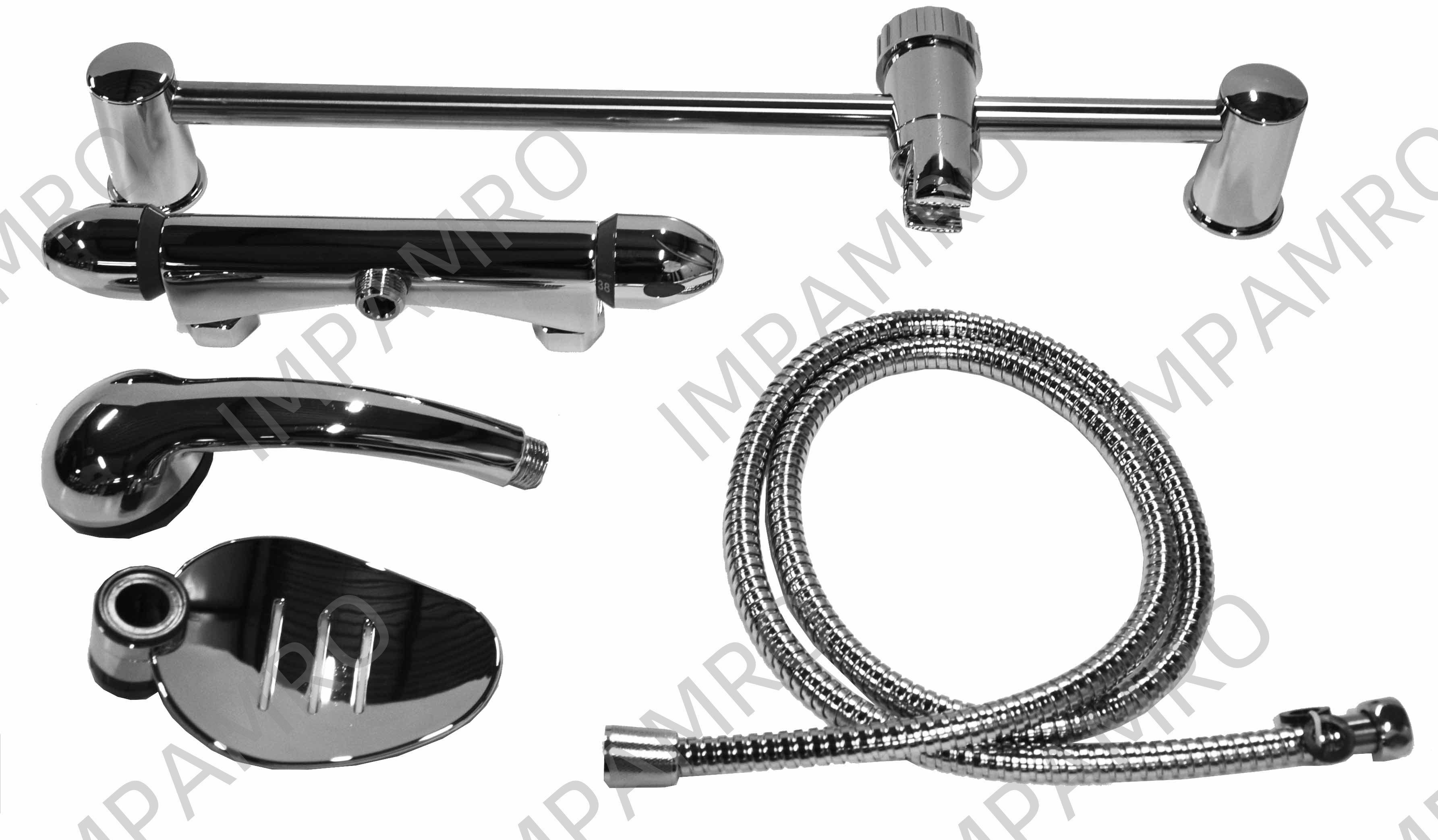 HAND SHOWER SET WATERLINE 1/2", W/RAIL/TRAY & THERMO SA020902