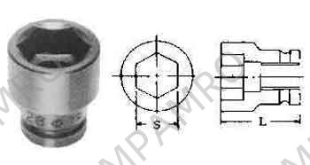 SOCKET FOR IMPACT WRENCH, 9.5MM/SQ DR. X 21MM