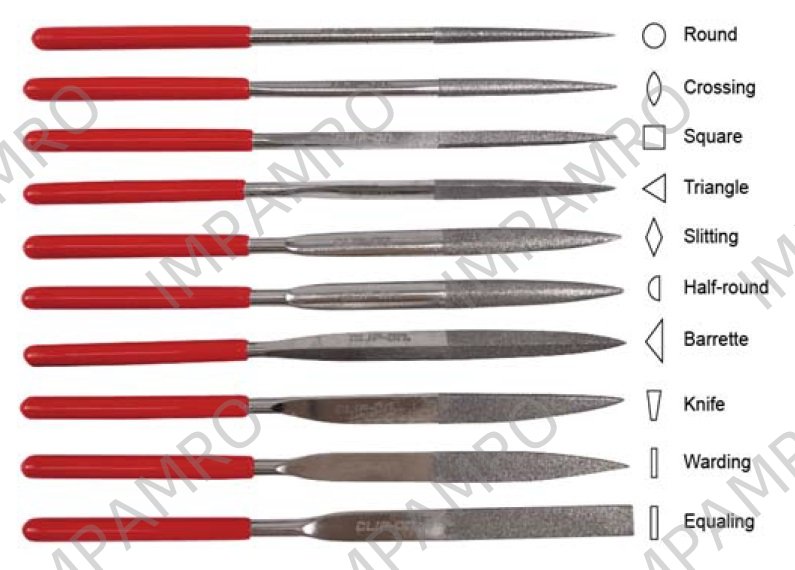 FILE SET NEEDLE ELECTROPLATED, DIAMOND 10'S