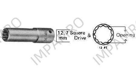 SOCKET DEEP WRENCH 12-POINT, 12.7MM/SQ DRIVEX17MM (21/32")