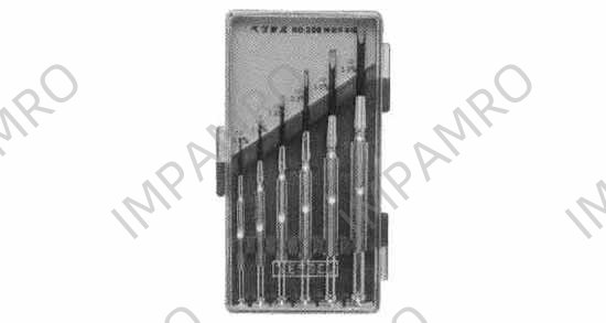 612411 SCREWDRIVER SET WATCH MAKER'S, 6'S SLOTTED
