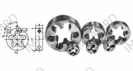 DIE ROUND ADJ METRIC FINE, M24XP1XOD50MM CARBON STEEL