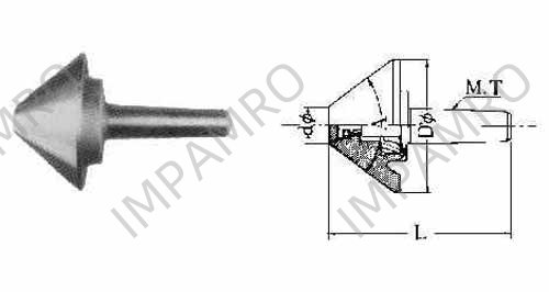ROLLING CENTER BEVEL MT#7, 75DEG BEVEL DIAM 120X250MM