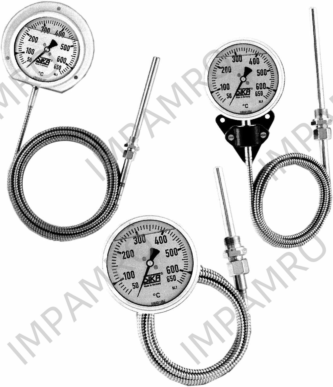 THERMOMETER EXHAUST GAS REMOTE, DIA100MM WALL MOUNT300MM 1/2"