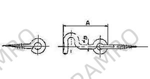 GATE HOOK & EYE BRASS 65X3.5MM