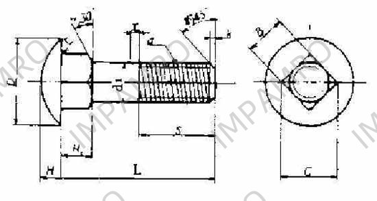 691001 BOLT CAP HEAD SQUARE NECK, WITH FURTHER DETAIL