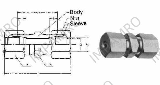 UNION FLARELESS BRASS, 6MMXPF1/4