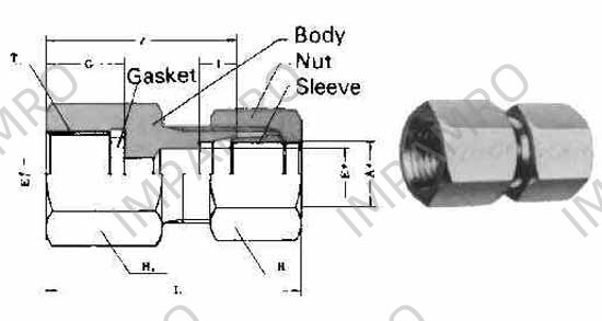 COUPLING FEMALE FLARELESS, BRASS 12MMXPT1/4