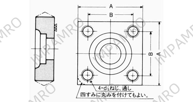 FLANGE SQUARE PIPE WELDING, SOCKET HEAD CAP SCREW SSB 50MM
