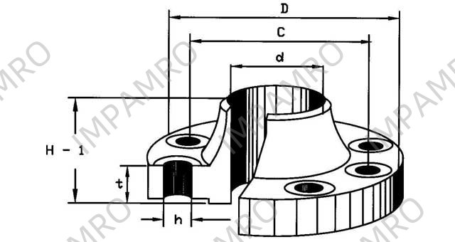 FLANGE CARBON STEEL WELD NECK, DIN2635 PN40 100MM