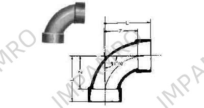 ELBOW PVC 90DEG LONG RADIUS, FOR DRAIN SIZE 40