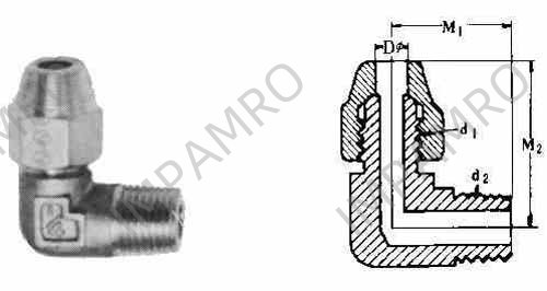 ELBOW FLARED 90DEG BRASS, W/MALE END 8MMXPT1/4