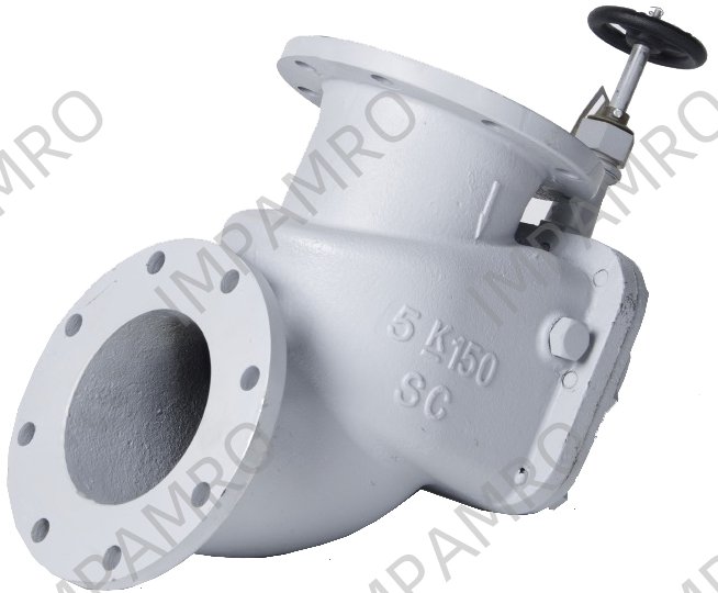 STORM VALVE ANGLE TYPE, W/HANDLE CAST STEEL 10K 65MM