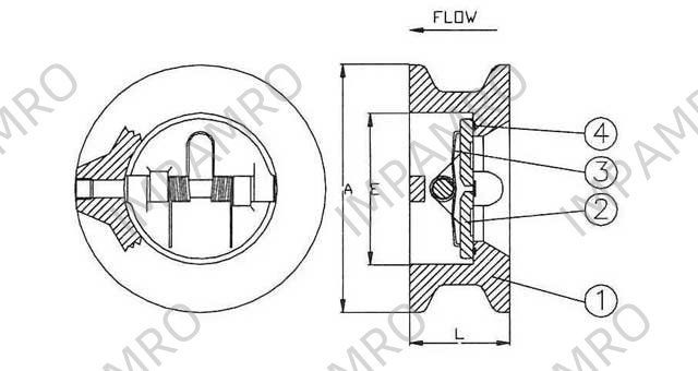 VALVE CHECK DUO CAST STEEL DIN, #4111 250MM