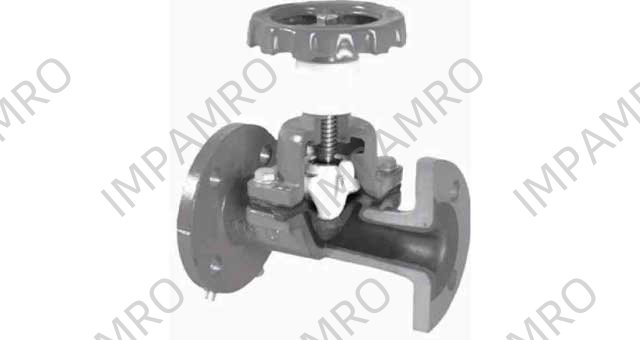DIAPHRAM VALVE DIN C/IRON PN10, FULLBORE RUBBERLINE 5652 150MM