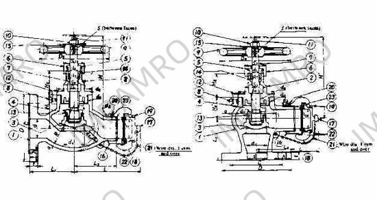 GLOBE HOSE VALVE BRONZE, FLANGE&COUPLING F7334 5KG-50MM