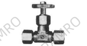 NEEDLE VALVE STRAIGHT BRASS, W/RING NUT BOTH ENDS 12X1/2
