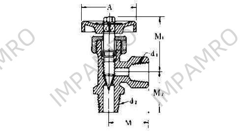 NEEDLE VALVE ANGLE BRASS, MALE&FEMALE END 3/8X3/8