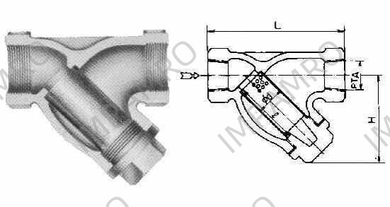 Y-STRAINER CAST-IRON, SCREWED-END 16KG-10A