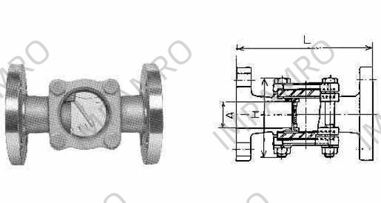 SIGHT FLOW INDICATOR CAST IRON, FLAPPER TYPE FLANGED 40A