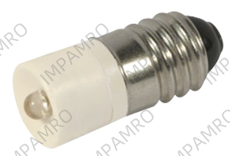LAMP INDICATOR SINGLE LED E10, 10X24MM 6VOLT WHITE
