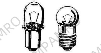 FLASHLIGHT BULB FLANGE BASE, 2.5V 0.5AMP