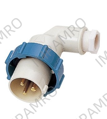 PLUG ANGLE WATERTIGHT IEC, 2P+E AC200-250V BLUE PI2-2B1