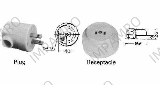RECEPTACLE 2-FLAT PIN, NON-WATERTIGHT PHENOL RESIN