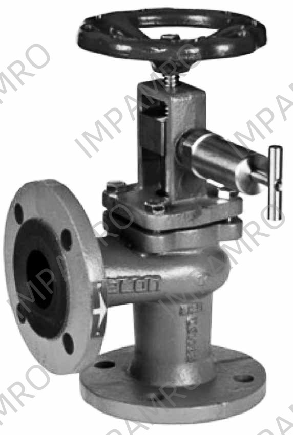 QUICK CLOSING VALVE (DIN), DUCTILE CAST IRON, FLANGE END, ANGLE TY, PNEUMATIC OPERATION TY, PN 10, DIN 100