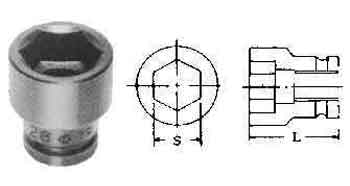 SOCKET FOR IMPACT WRENCH, 12.7MM/SQ DR. X 13MM